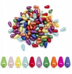 Mixform Gyöngyök Műanyag Abs gyöngyök, fényes, csepp, mix, 10x6mm, 25g~155db (13WB13453)