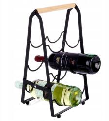  Bortartó állvány, 6 palack, fekete, fém, könyvespolc (5904316484187)