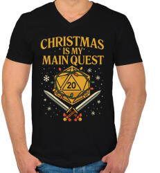printfashion Christmas is my main quest - Férfi V-nyakú póló - Fekete (17813797)