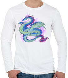 printfashion Vízfesték stílusú sárkánykígyó - Férfi hosszú ujjú póló - Fehér (17761917)