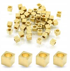 Mixform Sárgaréz gyöngyök, kocka, bevonat nélkül, 4x4mm, 50db (13WB28231)