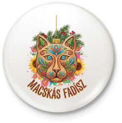 printfashion macskás fadísz - Kitűző, hűtőmágnes - Fehér (17741073)