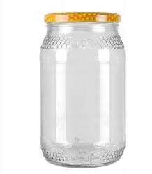Bimberek 8x Befőttesüveg 900ml Méh Méhsejt csavaros kupakkal fi82 Mézes tégely 0, 9l (8x Słoik 900 ml PLASTER MIODU)