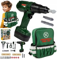  Hátizsák Szerszámok Műhely Barkács Fúró Csavarbehajtó Gyerekeknek (Plecak z narzędziami zabawkowymi do zabawy)