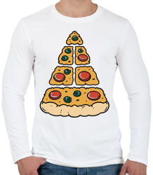printfashion Pizza karácsonyfa - Férfi hosszú ujjú póló - Fehér (17843104)
