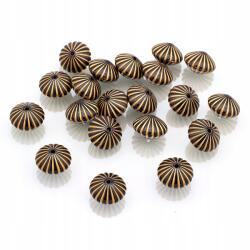 Mixform Akril gyöngyök, Bicone, Arany mintás, Szín: Fekete 10.5x15mm 20db (13WB14399)