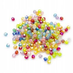 Mixform Akril csiszolt gyöngyök, Biconus szivárványos, mix, 4x4mm, 25g~800db (13WB23925)