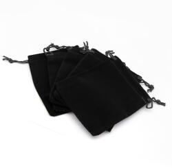  Ajándéktasak, velúr, megkötős, fekete, 12x10cm, 5db (13WB25258)