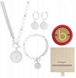 Blingart Ékszer szett sebészeti acél életfa gyöngyök strasszok Blingart (BZ0093#S Komplet biżuterii stal chirurgiczna)