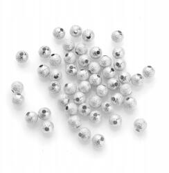 Mixform Texturált gyöngyök, Sárgaréz, Kerek, Ezüst, 4mm, Lyuk 1mm, 50db (14WB6856)