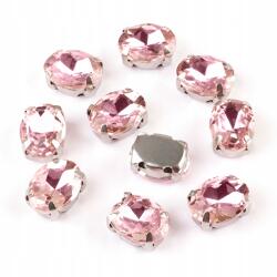 MIXFORM Varrható strasszok kosárban, üveg, világos rózsaszín, 8x6mm, 10db (13WB25570)