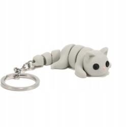  Kulcstartó gyerekeknek, állatok, 3D nyomtatás, cica, világos szürke (kot szary leżący)