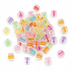 Mixform Akril gyöngyök Átlátszó, Kockák, Mix 7x7x7mm, Lyuk: 2mm, 25g~65db (13WB28611)