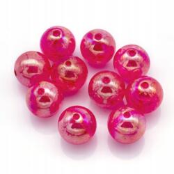 Mixform Akril gyöngyök, Crackle üveg, kerek, Ab szín, Rózsaszín 20mm 10db (13WB23920)