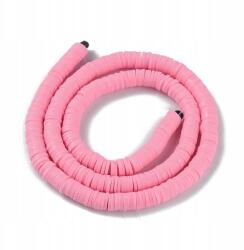 Mixform Heishi Handmade Polimer Öko Agyag gyöngyök, Flamingo, 6x1mm, 345db/40cm (13WB29981)