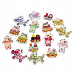 Fa gombok, vegyes színek, 24-40x22-31mm, 20 db (13WB23511)