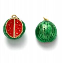 MIXFORM Medálok Görögdinnye Sárgaréz és Zománc, Aranyozott 18K, 16x13.5x9mm, 2db (13WB32006)