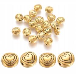 Mixform Tibeti stílusú gyöngyök, Szív, Antik arany, 6x3mm, Lyuk 1.5mm, 50 db (13WB31492)
