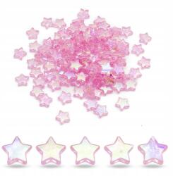 Mixform Akril gyöngyök, Átlátszó Ab szín, Csillag, Rózsaszín, 10x4mm, 25g~100db (13WB28502)