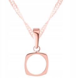 Larezo Rózsaszín nyaklánc négyzettel Aranyozott 750 Négyzet alakú karika Ezüst 925 (łańcuszek damski różowe złoto geometryczne 18)