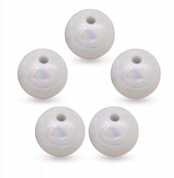 Mixform Akril gyöngyök, Ab szín, kerek, fehér, 26mm, 5mm lyuk, 5db (13Z14367)