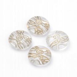 Mixform Akril gyöngyök, Arany mintás, Lapos kerek, Átlátszó 20x7mm 10db (13WB15521)