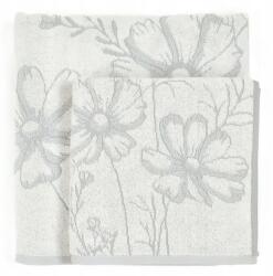 PRAKTIK Frottír törölköző Mona, szürke, szőtt virágmintával, 70x140cm