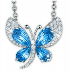 Larezo Ezüst nyaklánc Kék Kristály Pillangó Fehér Strassz Ezüst 925 (łańcuszek bff motyle motylek z cyrkoniami)