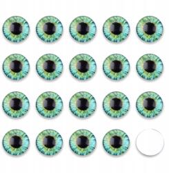 MIXFORM Kaboson Üvegszemek Kézműves, Kerek, Akvamarin, 12x4mm, 20db (13WB31434)