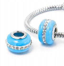 Mixform Moduláris lámpagyöngyök sárgaréz és strasszok, kék 13x9mm, 1db (14WB8470)