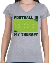 printfashion Foci a terápiám - Női V-nyakú póló - Sport szürke (17826550)