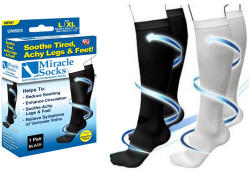  Kompressziós orvosi zokni Miracle Socks, 2 pár, unisex, fekete (9111800002147)