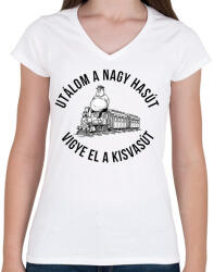 printfashion Utálom a nagyhasút - Női V-nyakú póló - Fehér (17741161)