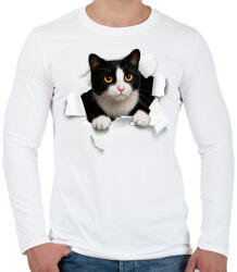 printfashion cica kitőr - Férfi hosszú ujjú póló - Fehér (17790399)