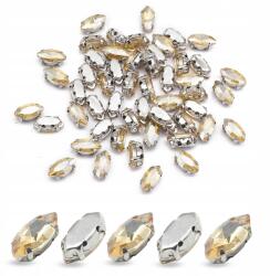 MIXFORM Varrható strasszok, Kristály üveg, Sárgaréz, Lószem, 8x4x3.5mm, 50db (13WB32056)