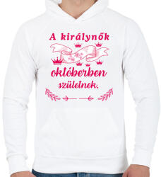 printfashion Szülinap királynők okt pink - Férfi kapucnis pulóver - Fehér (17742484)