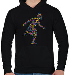 printfashion Neon női focista - Férfi kapucnis pulóver - Fekete (17827343)