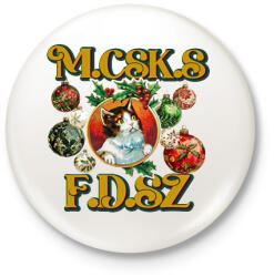 printfashion Karácsonyi Macskás Fadísz - Kitűző, hűtőmágnes - Fehér (17838511)