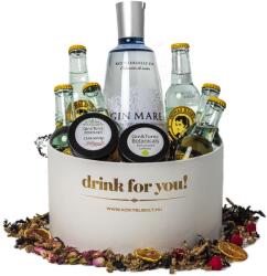  Drink For You feliratos Gin Mare Gin Tonik Ajándék csomag fehér díszdobozban