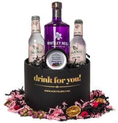 Drink For You feliratos Rebarbarás Gin Tonik ajándék csomag fekete díszdobozban - ginshop