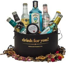 Drink For You feliratos Bombay Gin Tonik Ajándék csomag fekete díszdobozban - ginshop