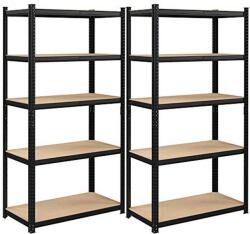 SONGMICS Tároló polcok, nagy teherbírású polcok, 2 darabos készlet, 200 x 100 x 50 cm, maximális terhelés 875 kg, 5 állítható polc, fekete (GLR050B01-2db-os) - tutihome