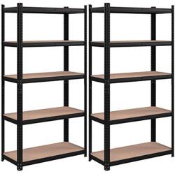 SONGMICS 2 db-os nagy teherbírású fém polcos készlet, 40 x 90 x 180 cm, fekete (GLR040B01-2db-os)