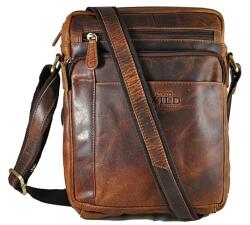 WILD aszimmetrikus, zippes barna zsíros bőr közepes válltáska W-0061