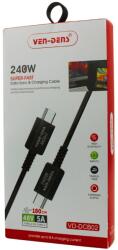 Ven-Dens VD-DCB02, USB C apa-apa, 1.8 m, 240 W, Fekete, Gyorstöltő Adatkábel (VD-DCB02)