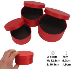 Corolla Papírdoboz kerek piros 3 db/szett