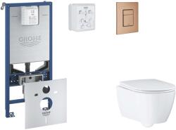 GROHE Rapid SLX - Készlet fali beépítéshez, WC, SoftClose ülőkével és Skate Cosmopolitan gombbal, csiszolt Warm Sunset SANI11BB4118 (SANI11BB4118)