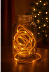 DekorTrend KNY 001 Beltéri elemes LED kötél fényfüzér 20 db MELEG FEHÉR fényű, kötélbe rejtett LED-del, 2 m hosszú