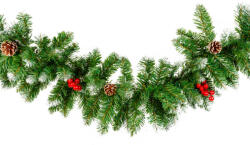  NORTH POLE Snowy Green Garland Zöld műfenyő girland műhő, toboz és fagyöngy dekorációval, 200 cm (KGR 520)