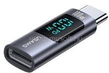 USAMS adapter (Type-C aljzat - Type-C, 100W, adatátvitel és töltés, LED kijelző) SÖTÉTSZÜRKE (SJ682TC01) (SJ682TC01)